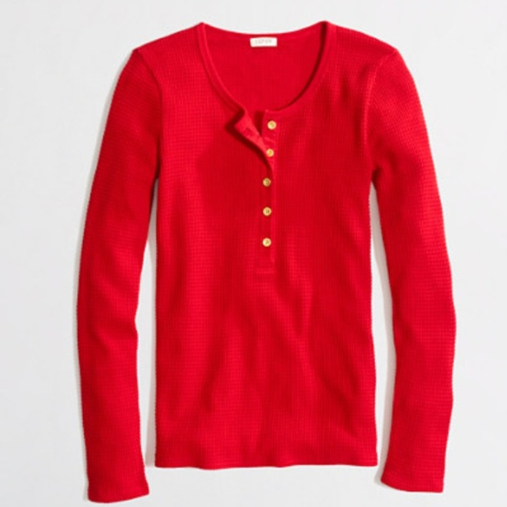 J.Crew Waffle Knit Henley w/ snap closure NEW! NWT